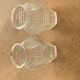 Two hyacinth vases in molded glass with vintage geometric patterns