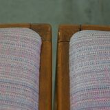 Set of 8 vintage Danish design dining chairs from the 1970s with light purple fabric seats