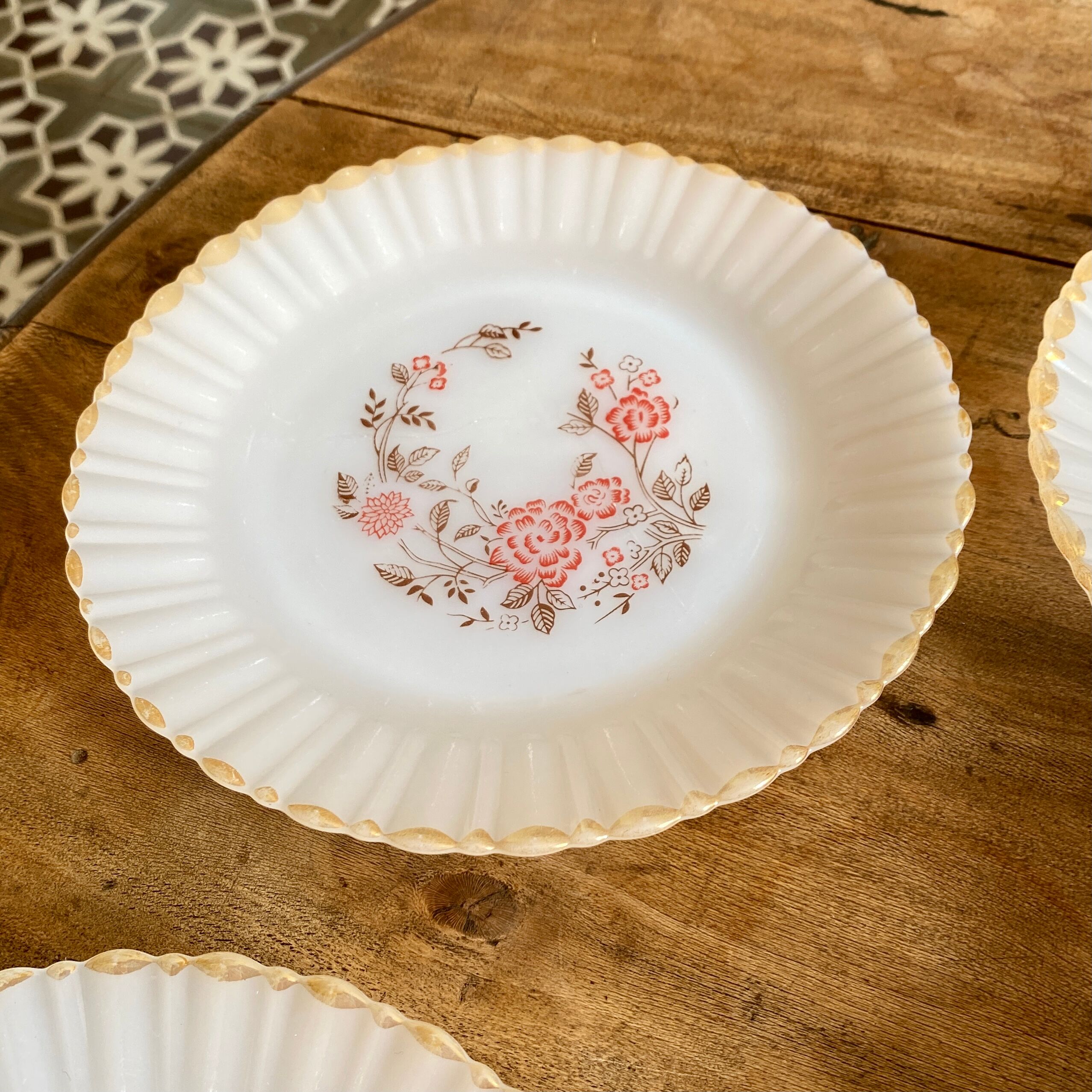 Lot de 6 assiettes à dessert vintage Termocrisa