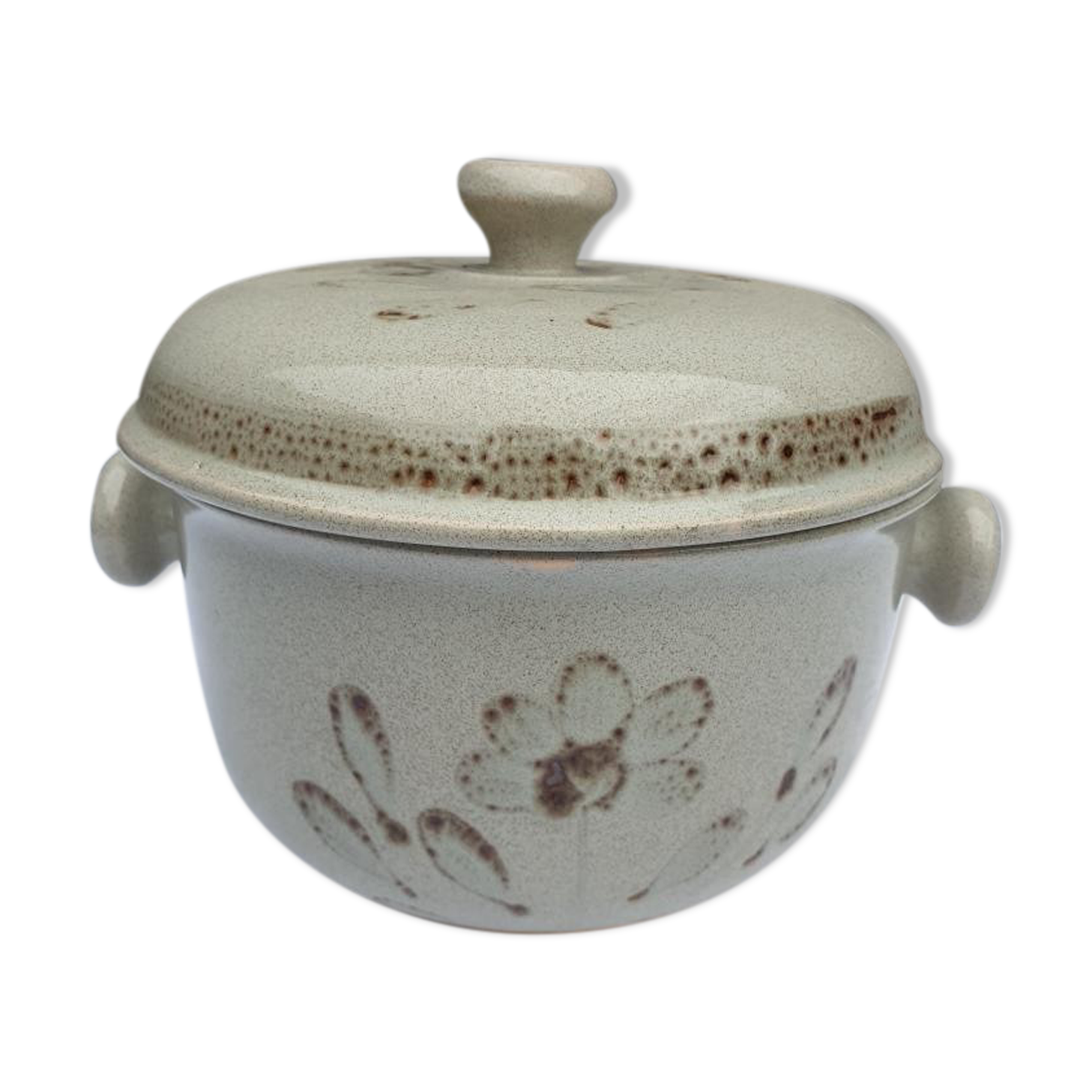 Soup or vinegar sarreguemines morzine 1970 gray floral decoration brown