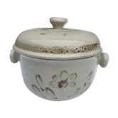 Soupière ou vinaigrier sarreguemines morzine 1970 grise décor floral marron