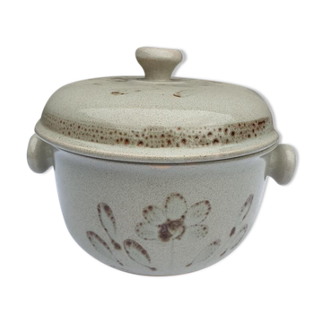 Soup or vinegar sarreguemines morzine 1970 gray floral decoration brown