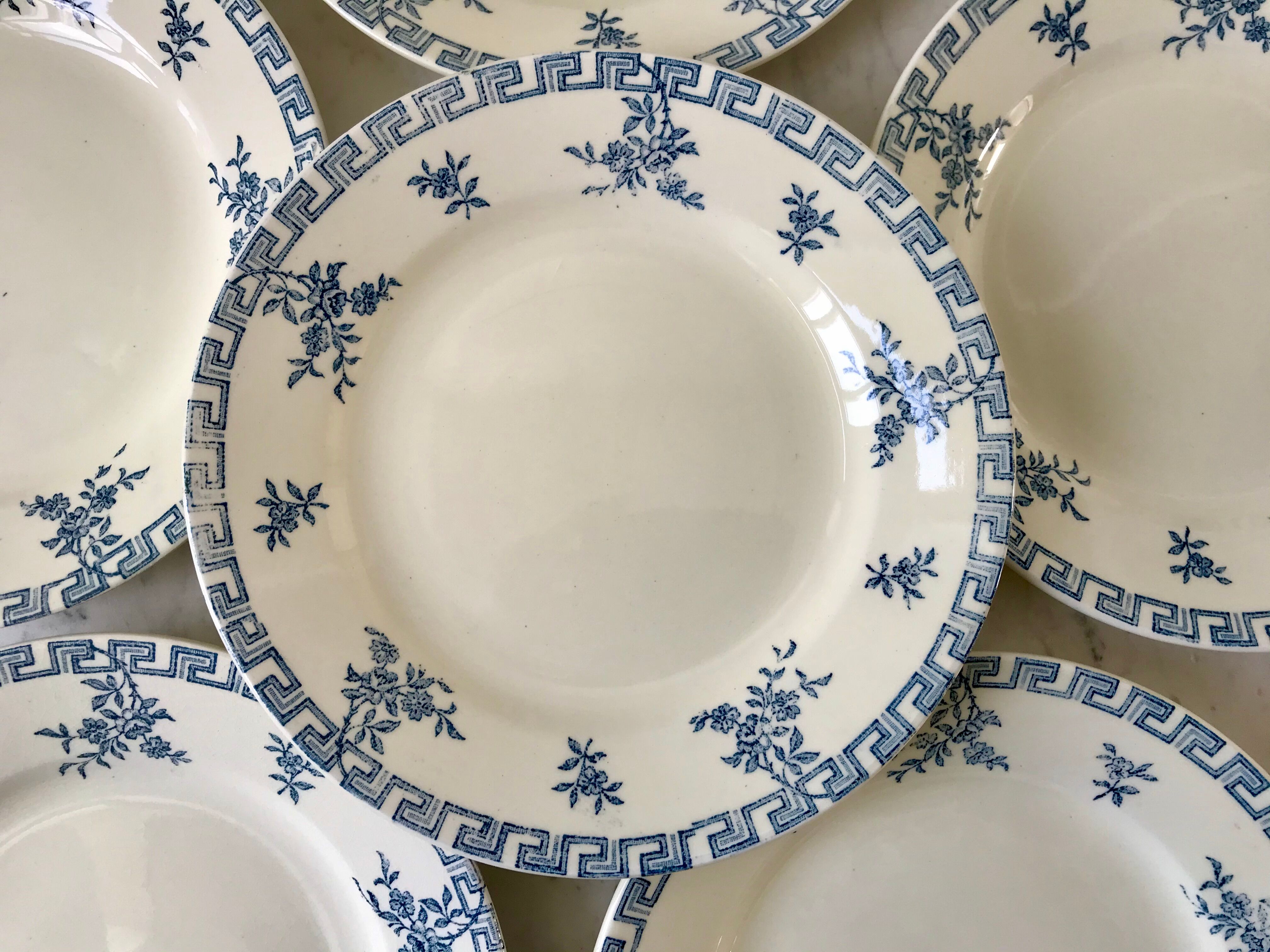 set of 6 dessert plates Terre de Fer St Amand model "Athens" XXth