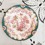 Porcelain dessert plate, Minton Decor 215, green, Sarreguemines