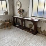 Oak console with white marble top 1970