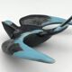Vintage swallow in two-tone black and blue enameled ceramic