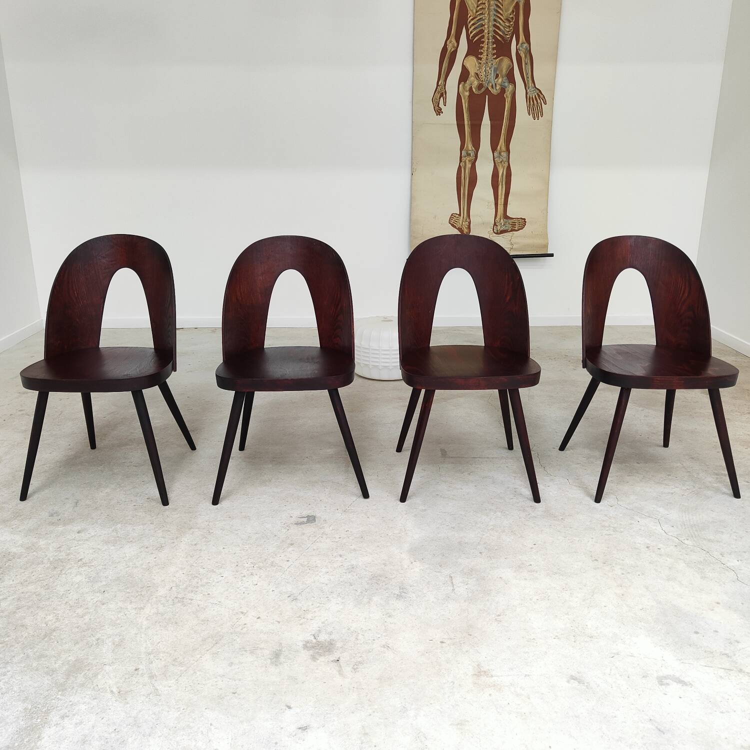 Set of 4 all-wood chairs by Antonin Suman for Tatra Nabytok
