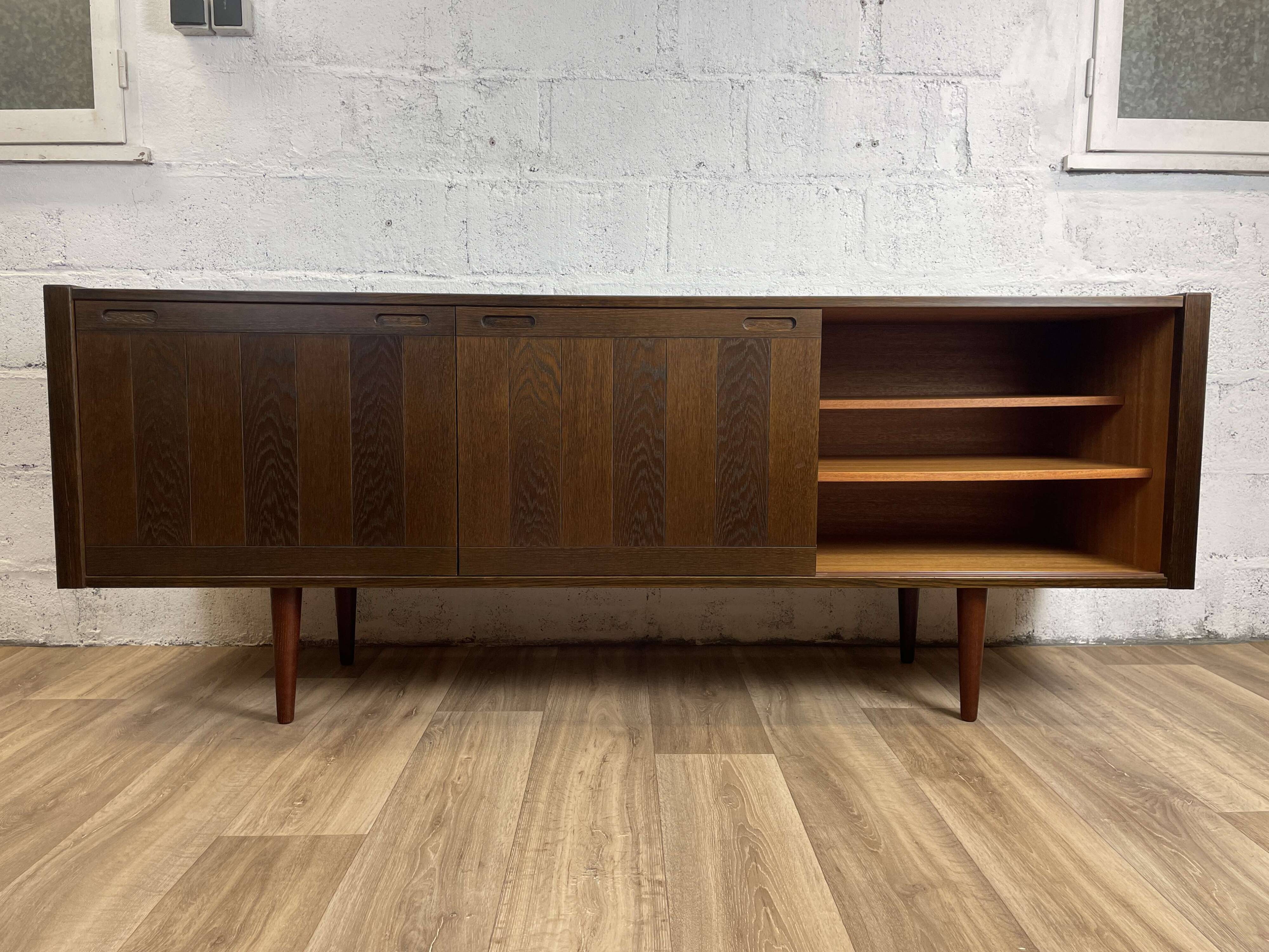 Large vintage Scandinavian sideboard in stained oak by Skovby, 1960s