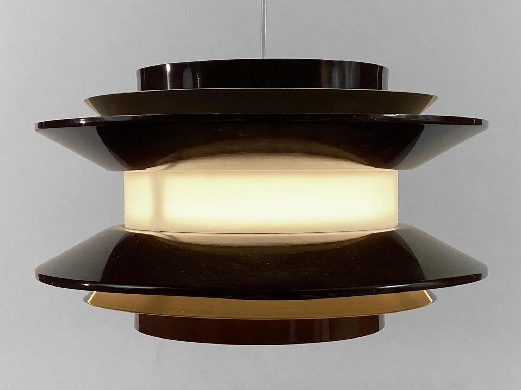 Pendant light "Trava" brown version by Carl Thore for Granhaga Metallindustri. Sweden 1970s.