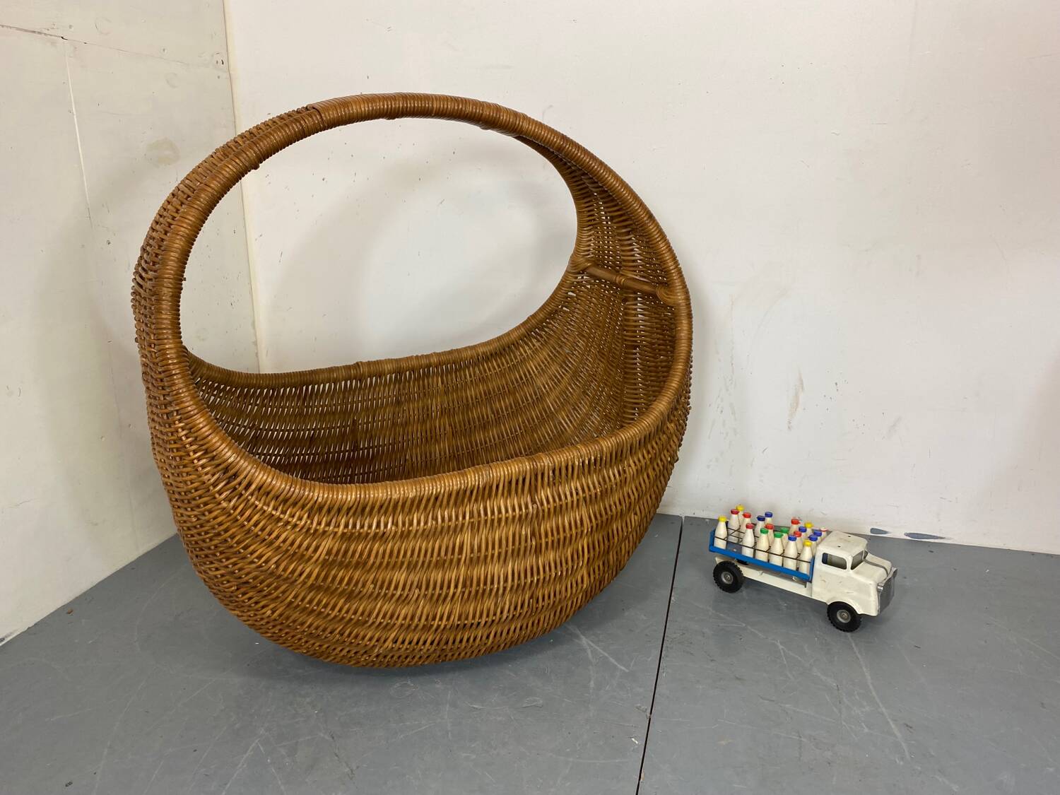 Vintage Wicker and Bamboo Basket Baby Bed  Netherlands, 1960s