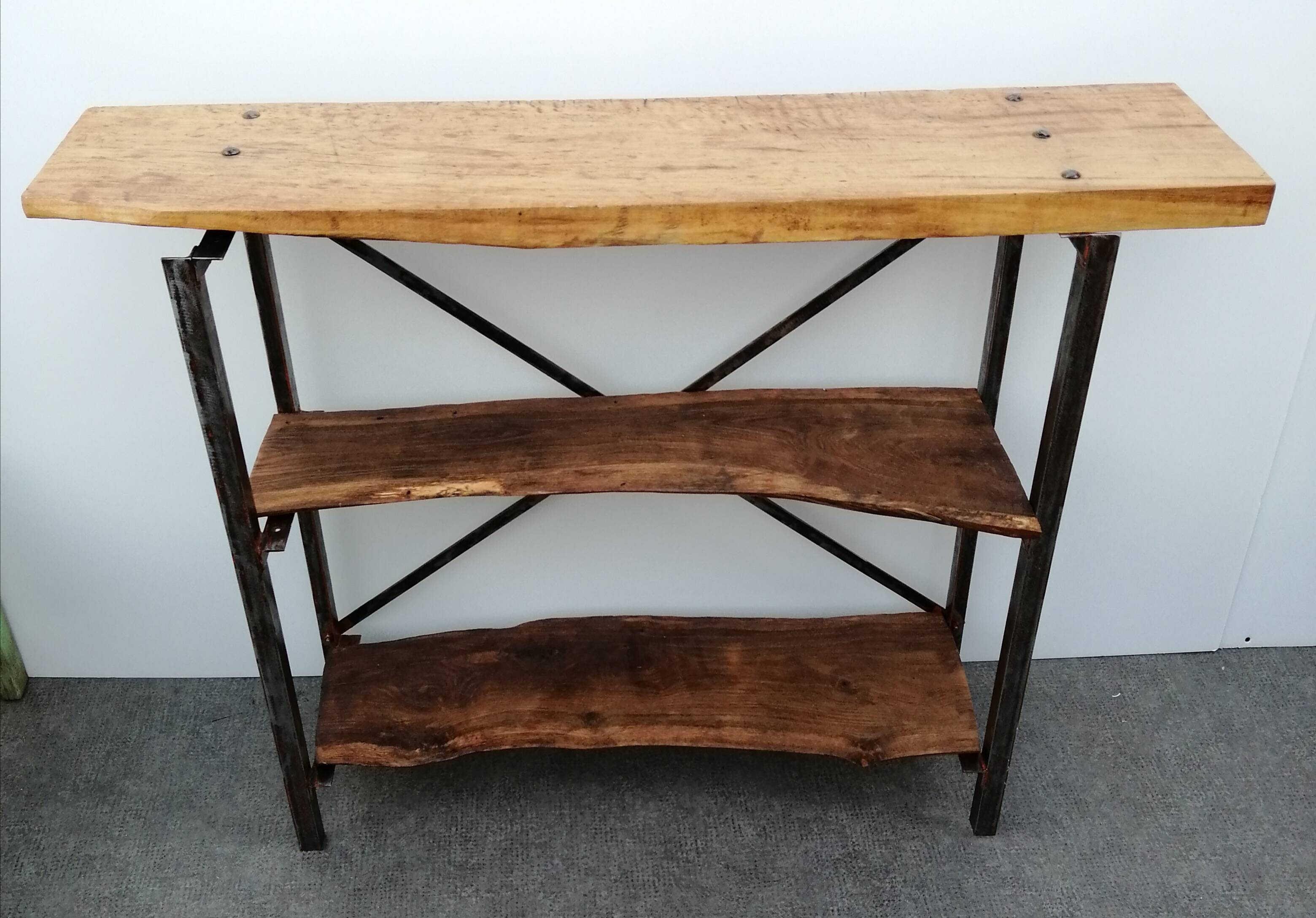 1940s workbench redone in metal and oak board
