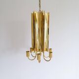 Modern mid-century brass chandelier Reflex Pierre Forssell Skultuna, Sweden