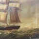 Large old oil painting of a ship