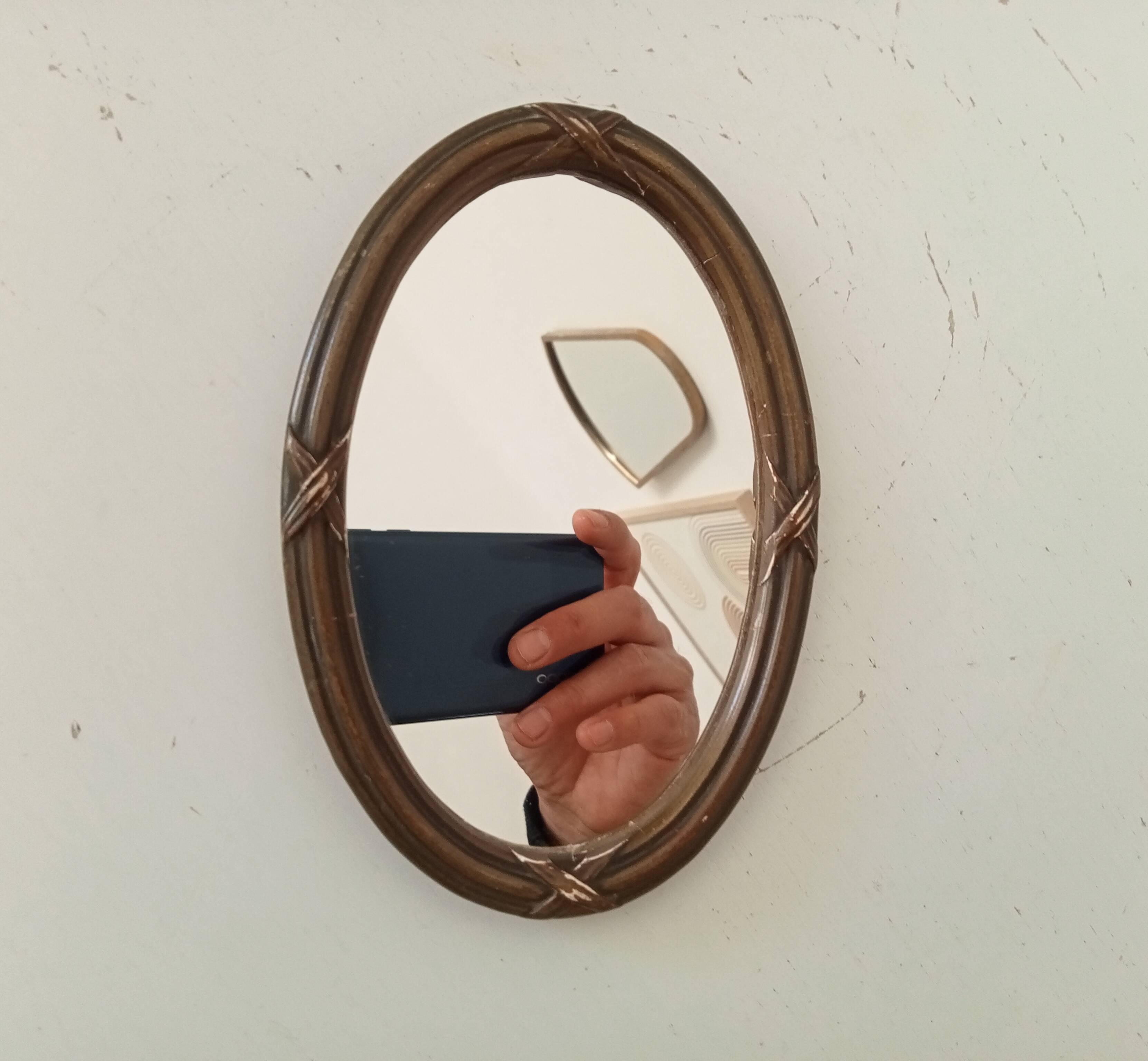 Vintage wooden mini mirror