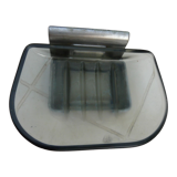 Chrome metal soap holder and smoked glass bathroom accessory