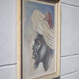 Painting signed Gaspard de Mouko, painting on canvas orientalist portrait 30's