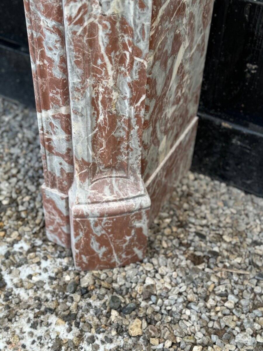 Louis XV Pompadour style fireplace in red Rance marble circa 1880