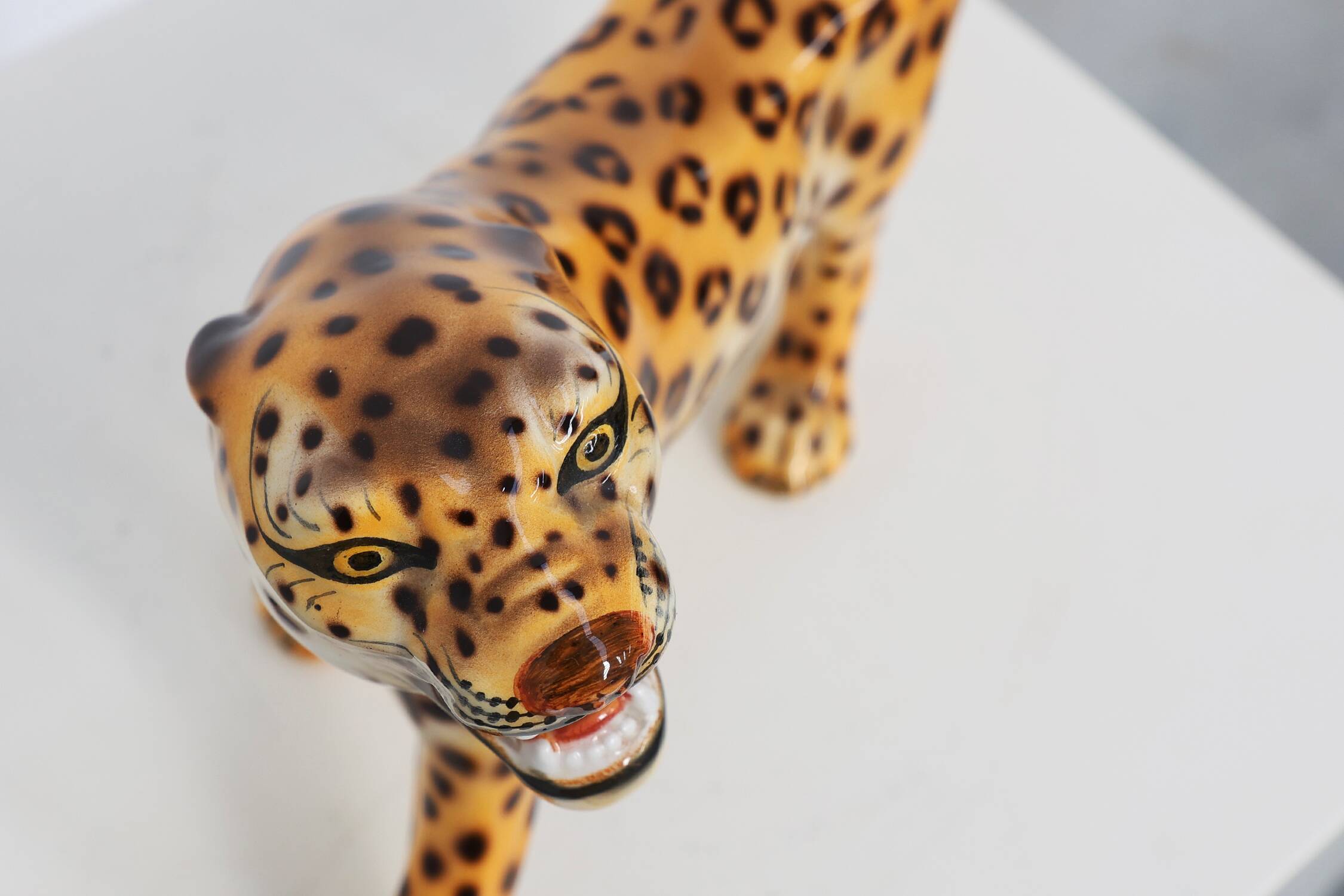 Hand‑Painted Ceramic Leopard Sculpture by Giovanni Rozan, Italy ca. 1950