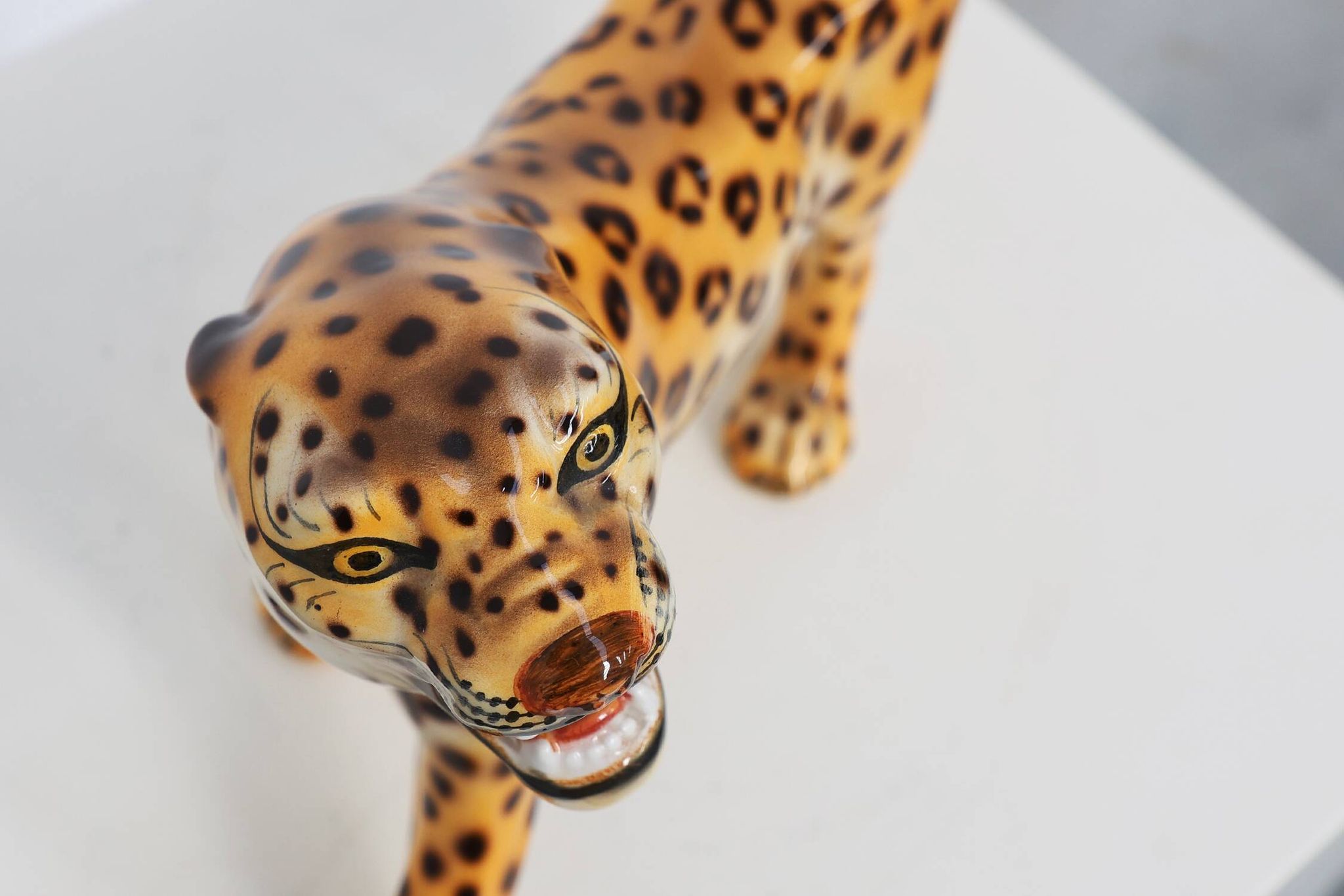 Hand‑Painted Ceramic Leopard Sculpture by Giovanni Rozan, Italy ca. 1950
