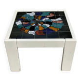 Vintage coffee table in wood and ceramic signed from the 70s-80s.