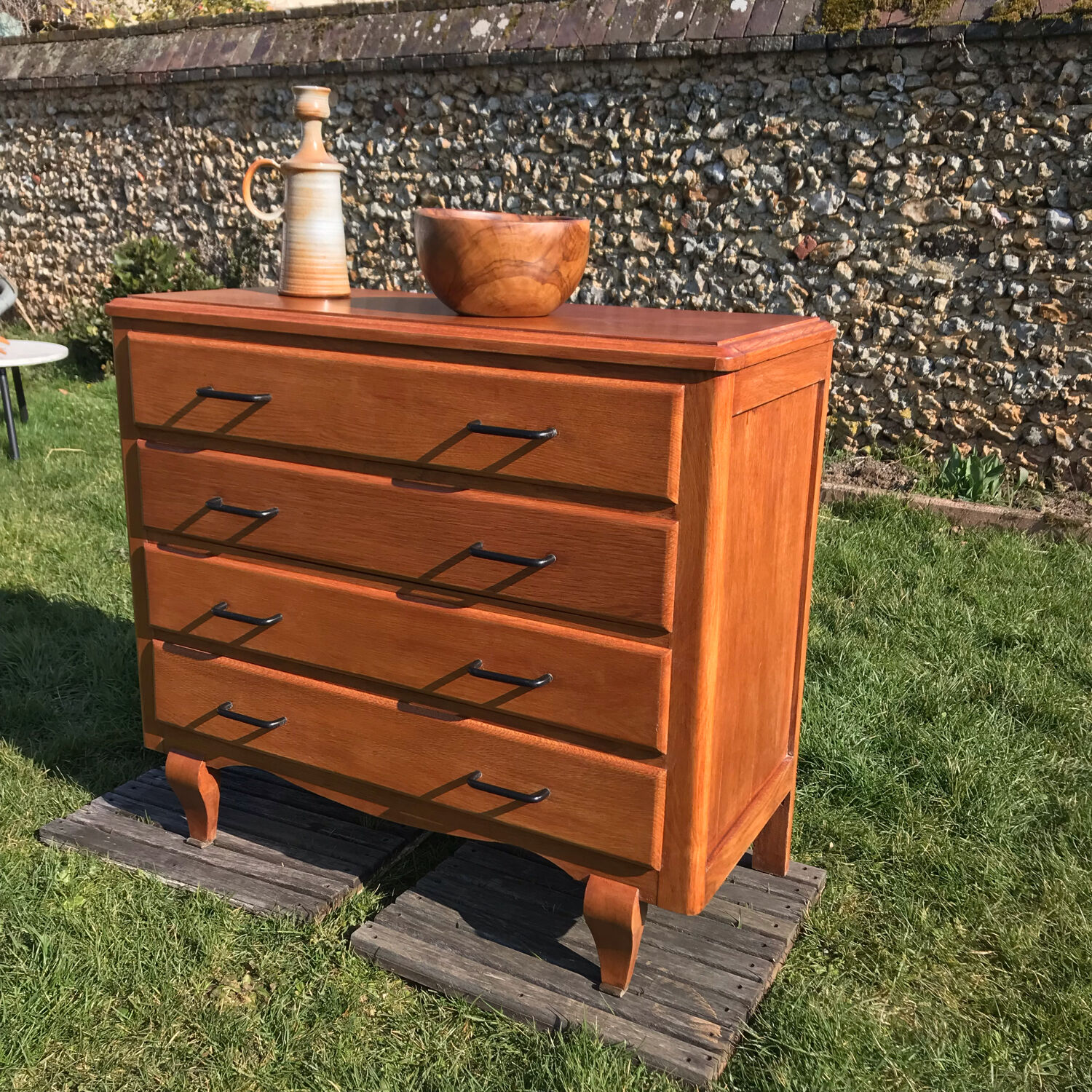 1950 vintage chest of drawers in gilded oak