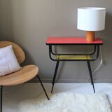 Side table formica & vintage scoubidou