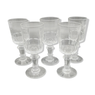 Service of 5 glasses with Meisenthal Portieux liqueur mirabeau model