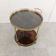 Italian goatskin and parchment serving bar cart