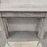 Louis XVI Style Fireplace in White Veined Carrara Marble, 19th Century
