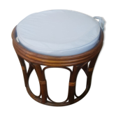 Rattan pouf with cushion