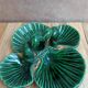 Vintage ceramic server in green with shell design, Vallauris style.