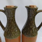 Vintage wooden and ceramic condiment set