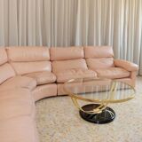 Canapé modulaire en cuir rose vintage Petronio par Tito Agnoli pour Poltrona Frau, design des années 1970.