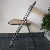 Seventies stainless steel and caramel chairs