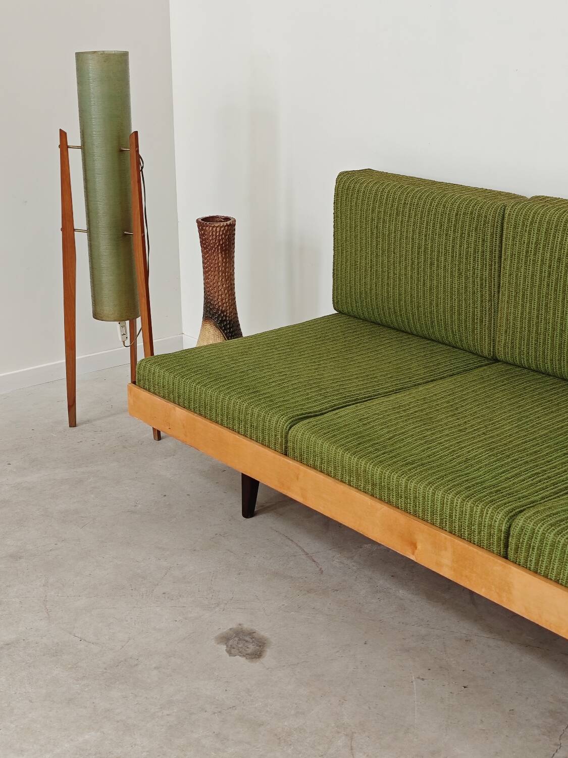 Jitona Sobeslav 1970s Green Fabric Folding Sofa