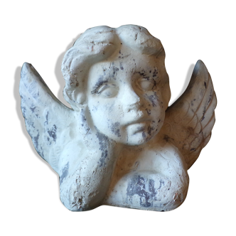Painted ceramic cherub bust