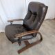 Vintage Panther Lounge Chair with Ottoman / Brown Leather Recliner Armchair