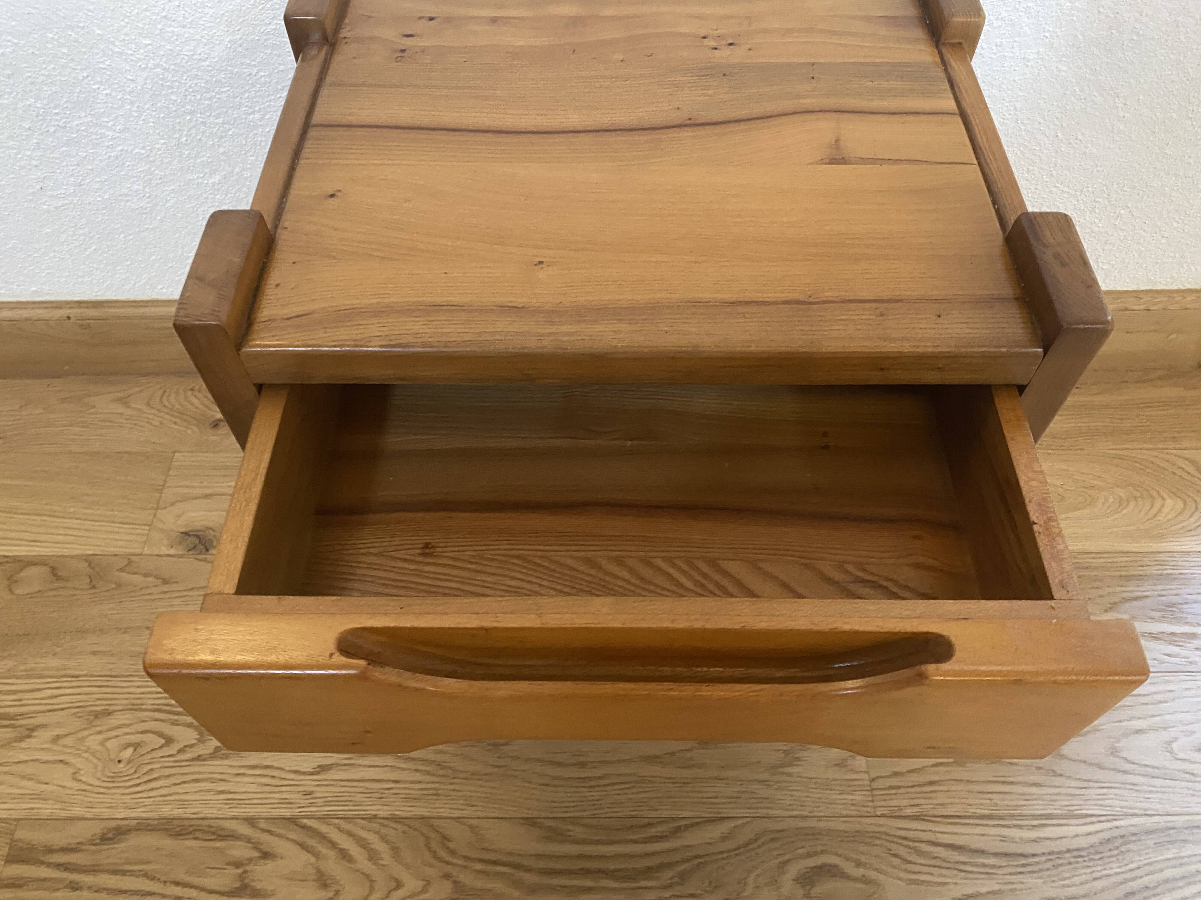 Solid oak bedside table, Maison Regain 1960