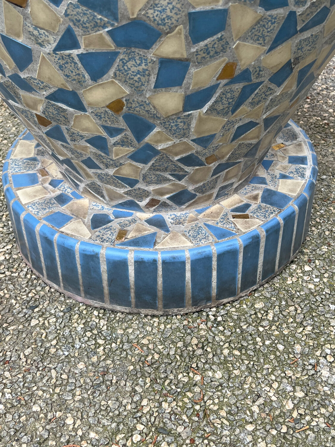 Large antique mosaic pot, 70cm high, from the 1960s