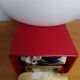 2 postmodern opaline and red metal wall lights, 1980