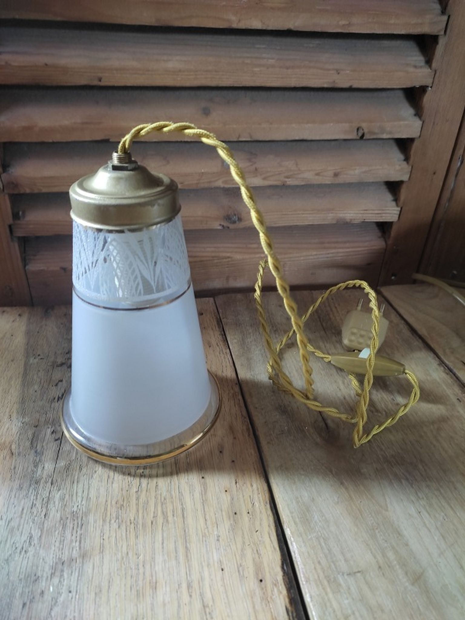 Walkman lamp lampshade in sandblasted glass art deco gilded old vintage