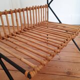 Rattan and metal side or bedside table