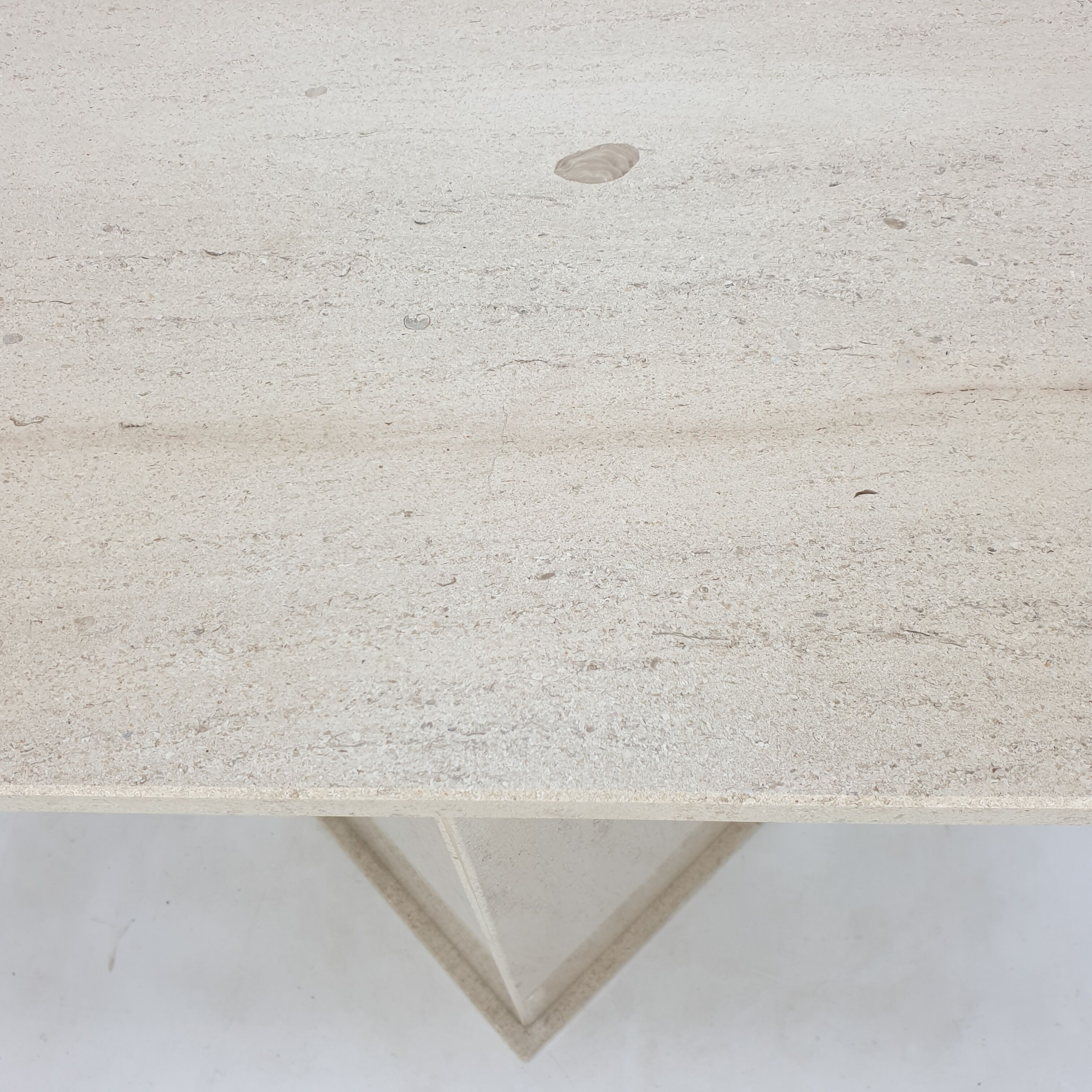 Italian Travertine Side Table or Pedestal, 1980s