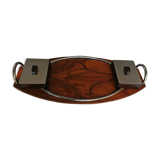 Art Deco tray in solid walnut and ebony