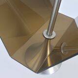 Vintage 1970s magazine rack in plexiglass and brushed steel