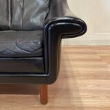 Scandinavian design armchair Aage Christiansen black leather 1950