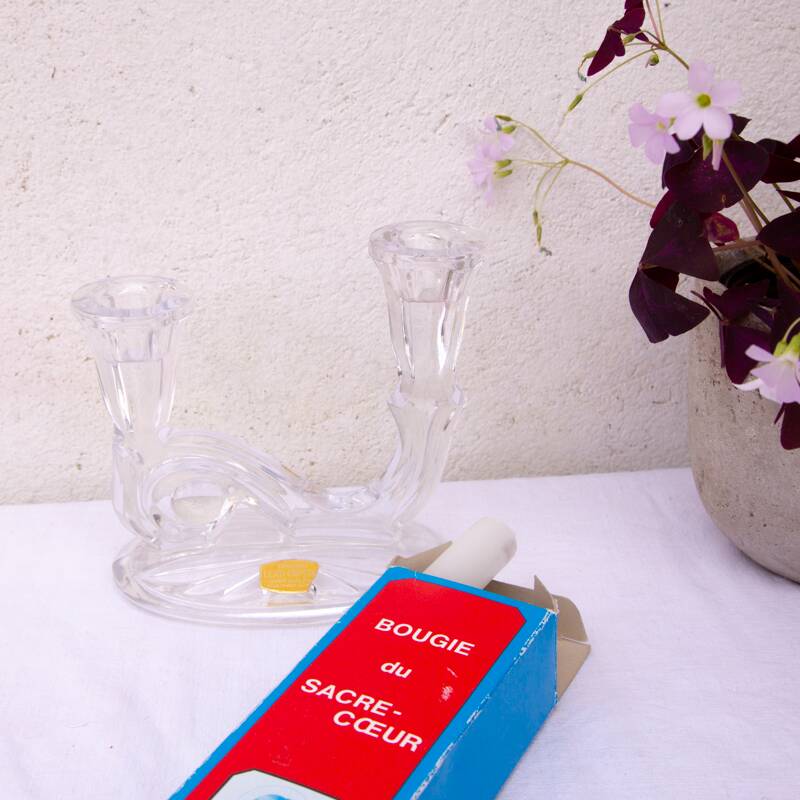 west Germany double glass candle holder