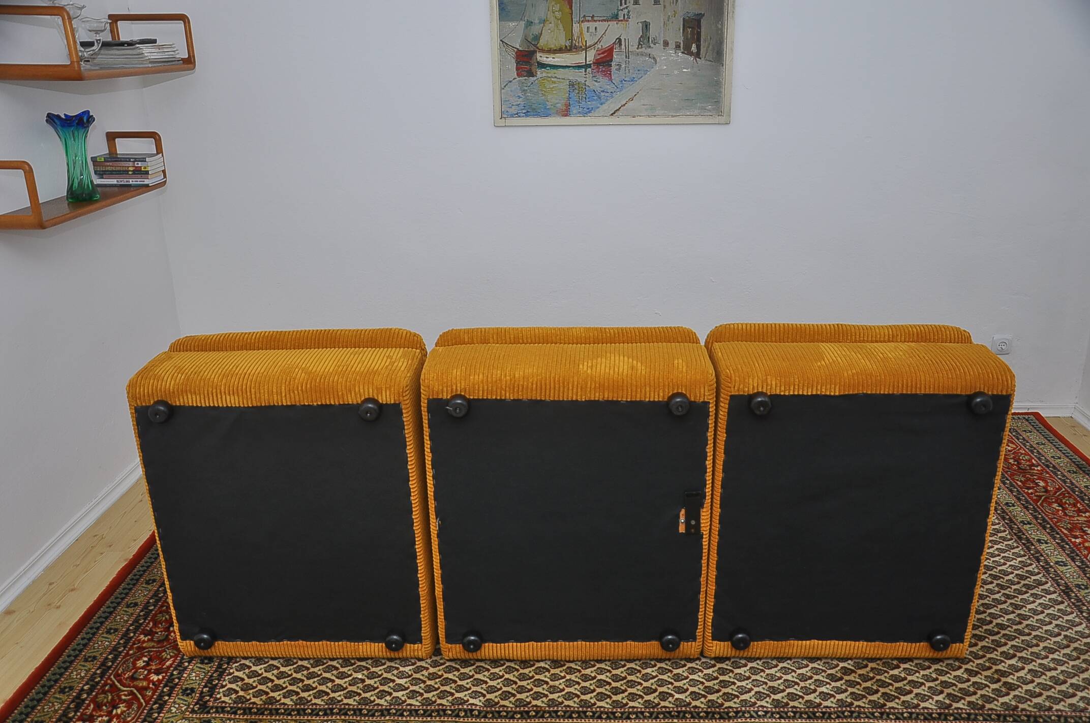 Yellow modular sofa, 1970s, set of 3