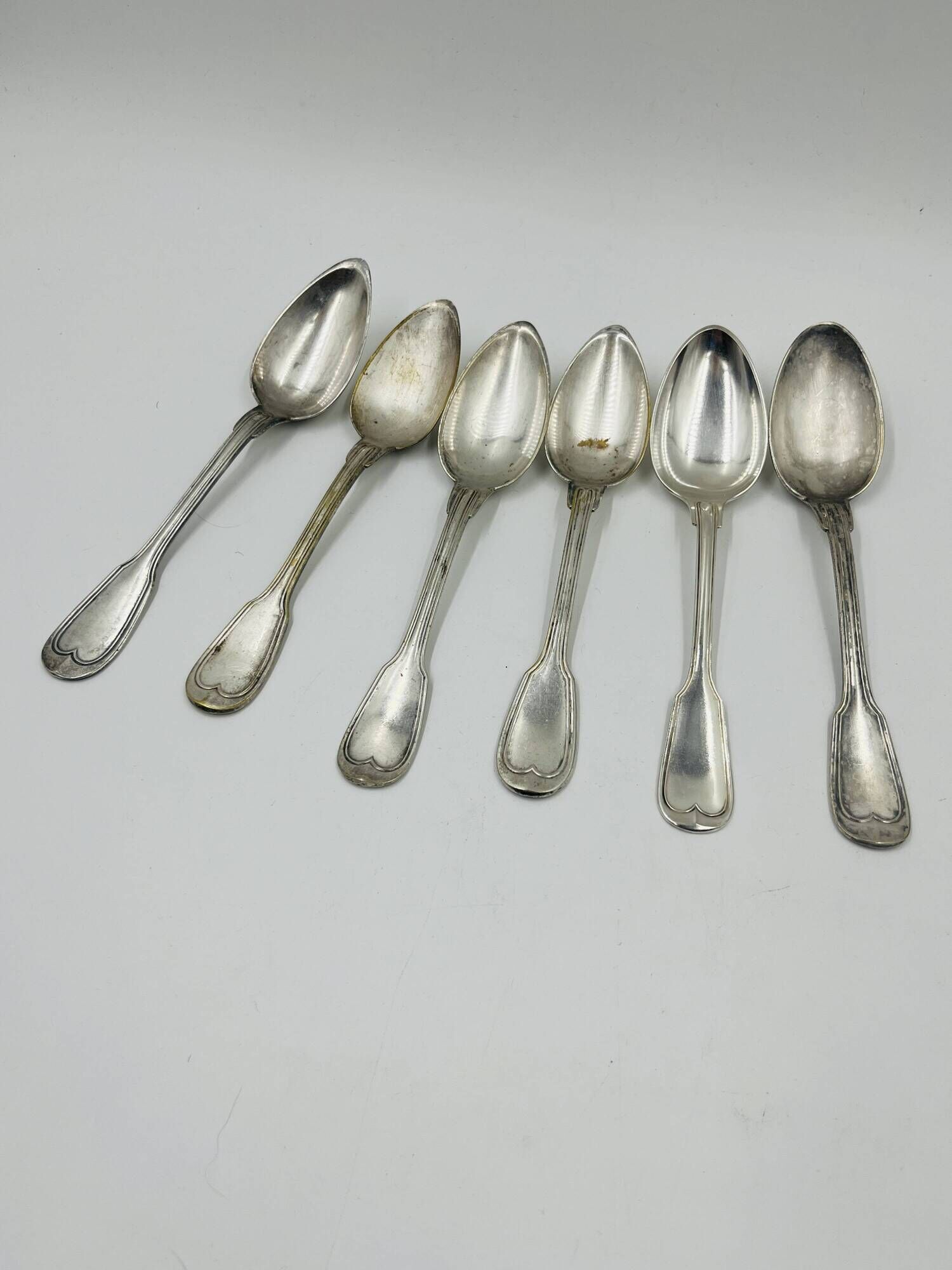 Lot of 6 Silver-Plated Metal Soup Spoons Wiskemann