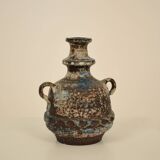 German Blue, Brown, Green & White Ceramic Amphora Vase, 1970s